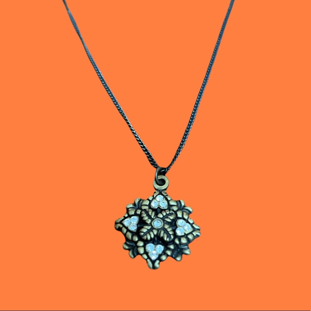 Gold black tone white zirconium pendant woman necklace